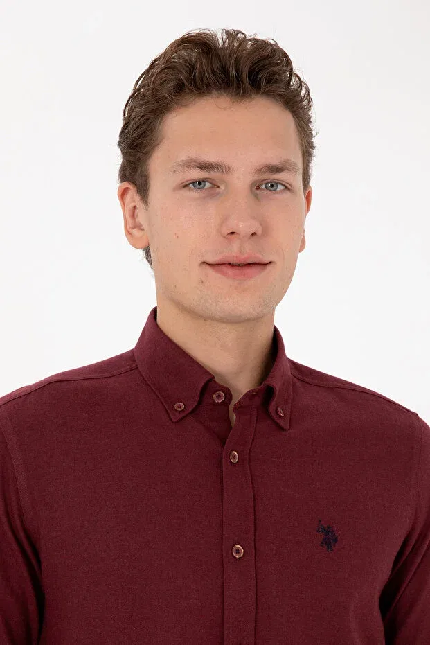 Мужская рубашка с длинным рукавом U.S. Polo Assn., Burgundy — фото 2