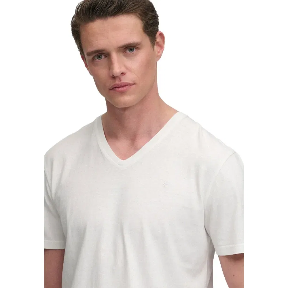 Футболка с v-образным вырезом Classic Cotton Linen Vee Superdry, белый — фото 4