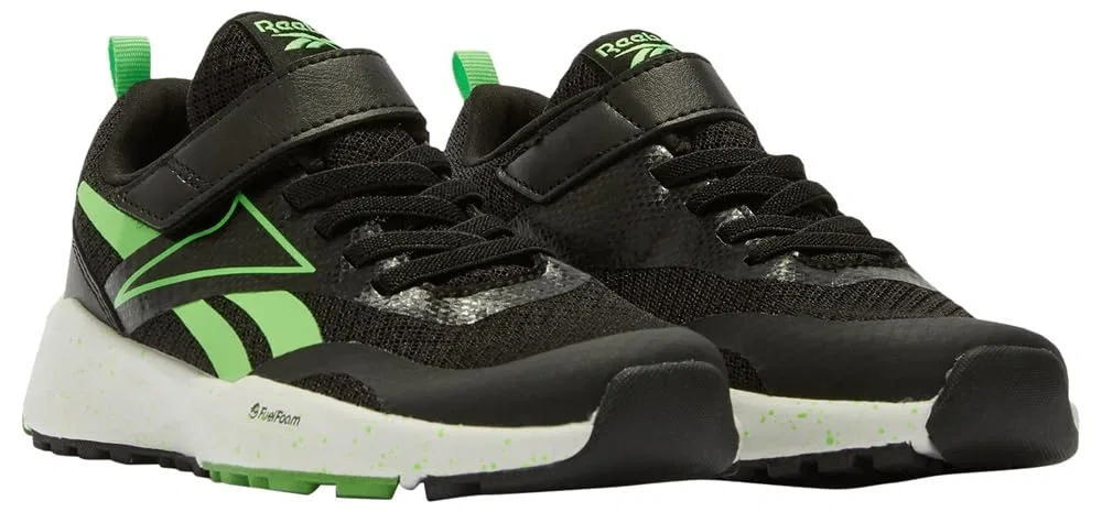 Детские кроссовки для мальчиков с эластичной шнуровкой Energen Run Elastic Lace & Top Strap Reebok, Black Solarlime Ftwrwhite — фото 2