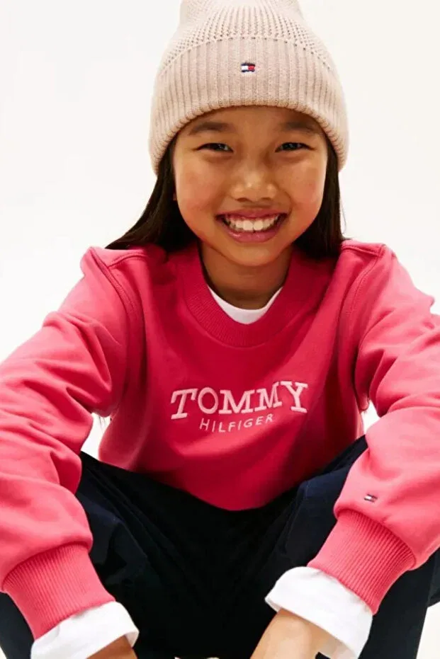 Детские свитшот для девочек с длинным рукавом Tommy Hilfiger, Vintage Cerise/Ancient White — фото 4