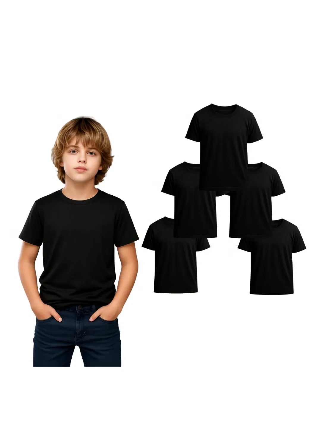 Комплект футболок детских с коротким рукавом, 5 шт, Printshop4Me, черный