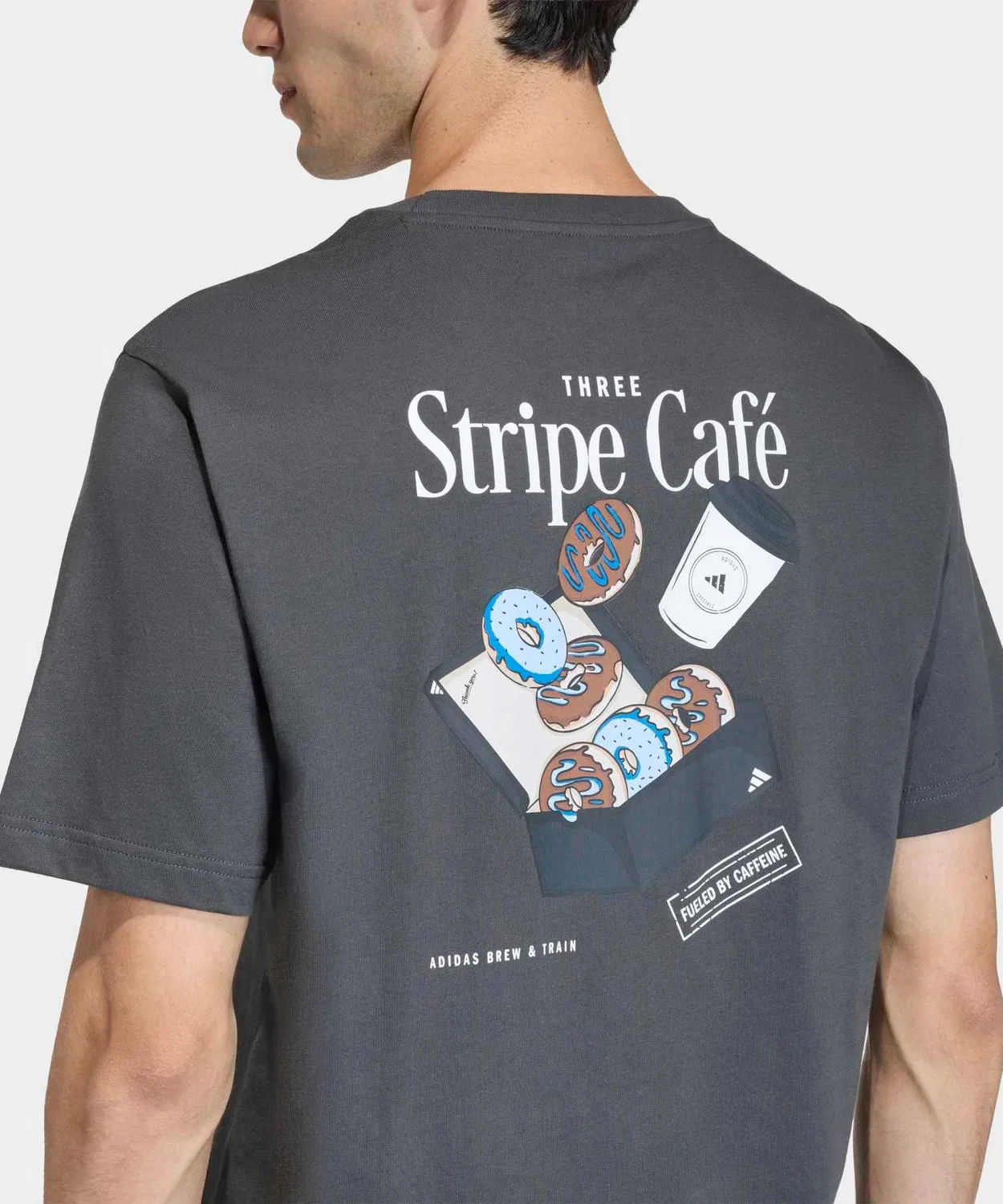 Мужская футболка с принтом Coffee Cafe Donut Box Graph T-Shirt Adidas, Grey — фото 4