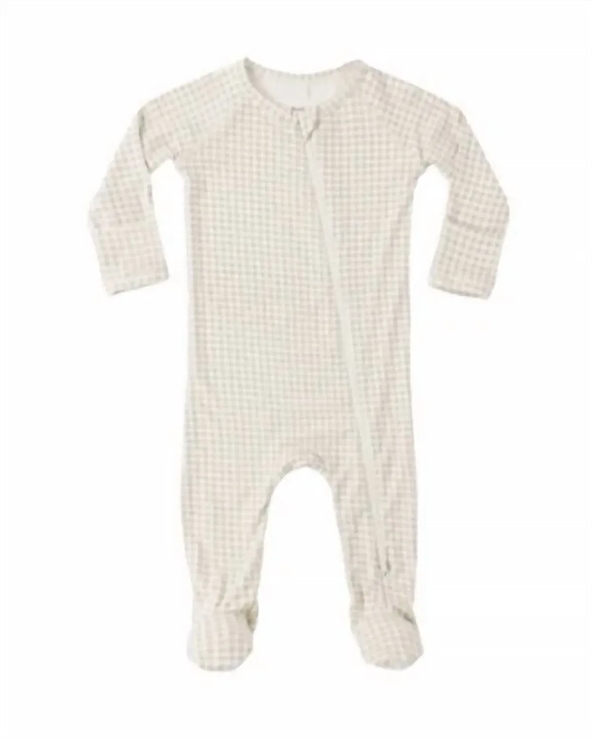 Детский боди-комбинезон на молнии с принтом Oat Gingham Quincy Mae, Oat Gingham
