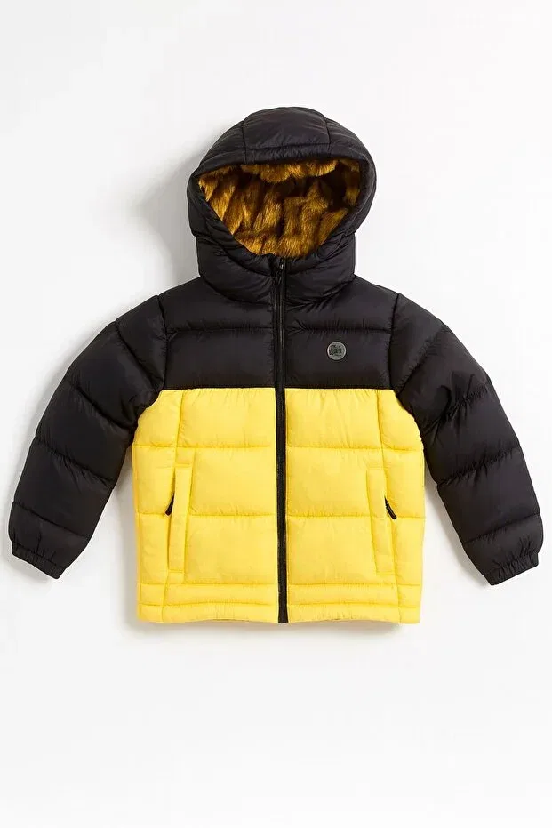 Детский пуховик для мальчиков с капюшоном Lesso Kids, Yellow — фото 3