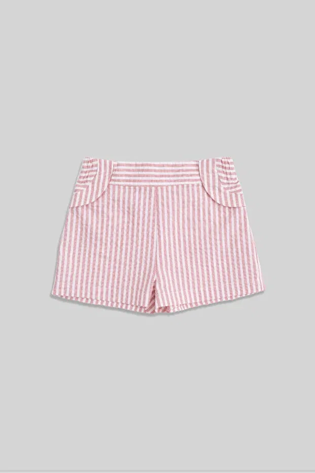 Детские шорты для девочек хлопковые Pomeno pink striped shorts Minojoy, Pink — фото 4