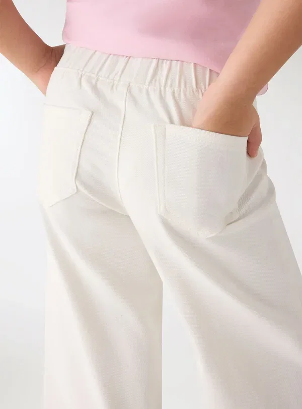 Брюки джинсовые Pantalon Terranova, Bianco Lana, белый — фото 4