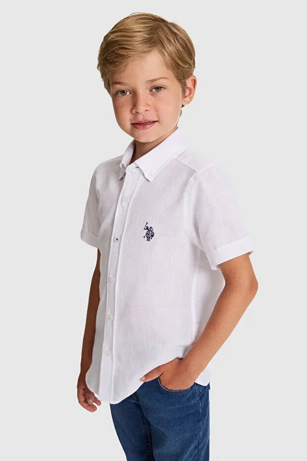 Детская рубашка для мальчиков с коротким рукавом U.S. Polo Assn., White — фото 3