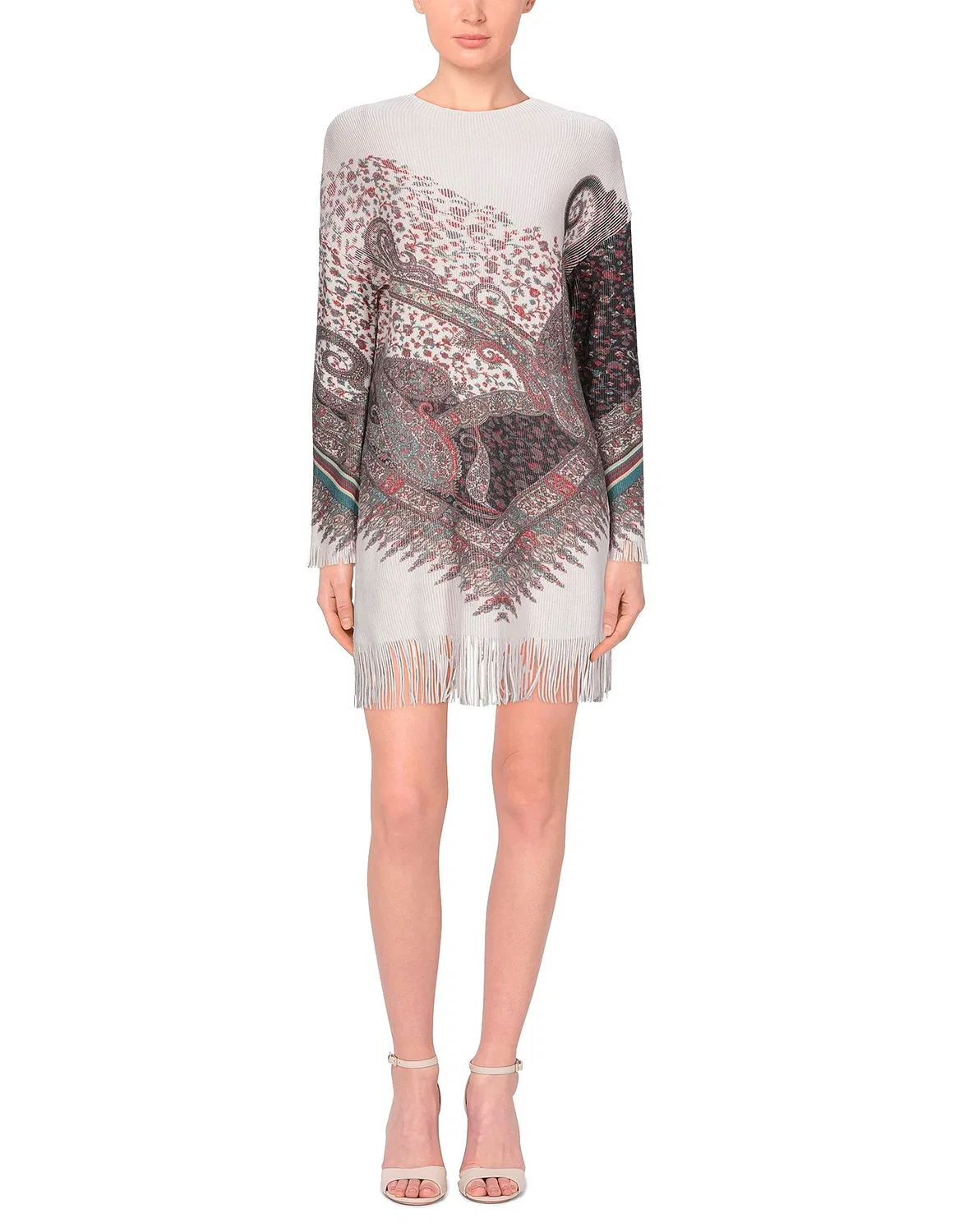 Женское вязаное платье с бахромой Paisley Print Etro, Light Pink — фото 4