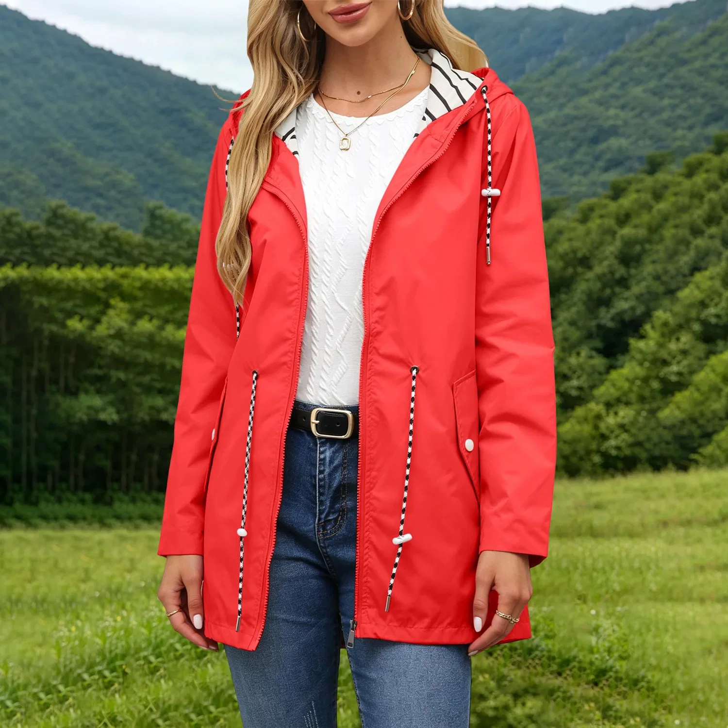 Женская ветровка с капюшоном из софтшелла, Rosso — фото 2