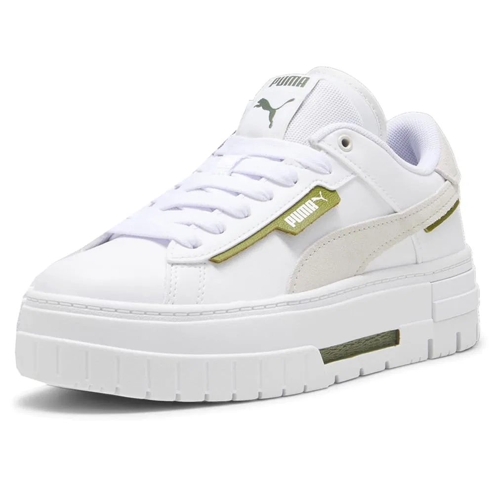 Детские кроссовки для девочек Puma Mayze Lth Jr Puma White Vapor Grey White — фото 2