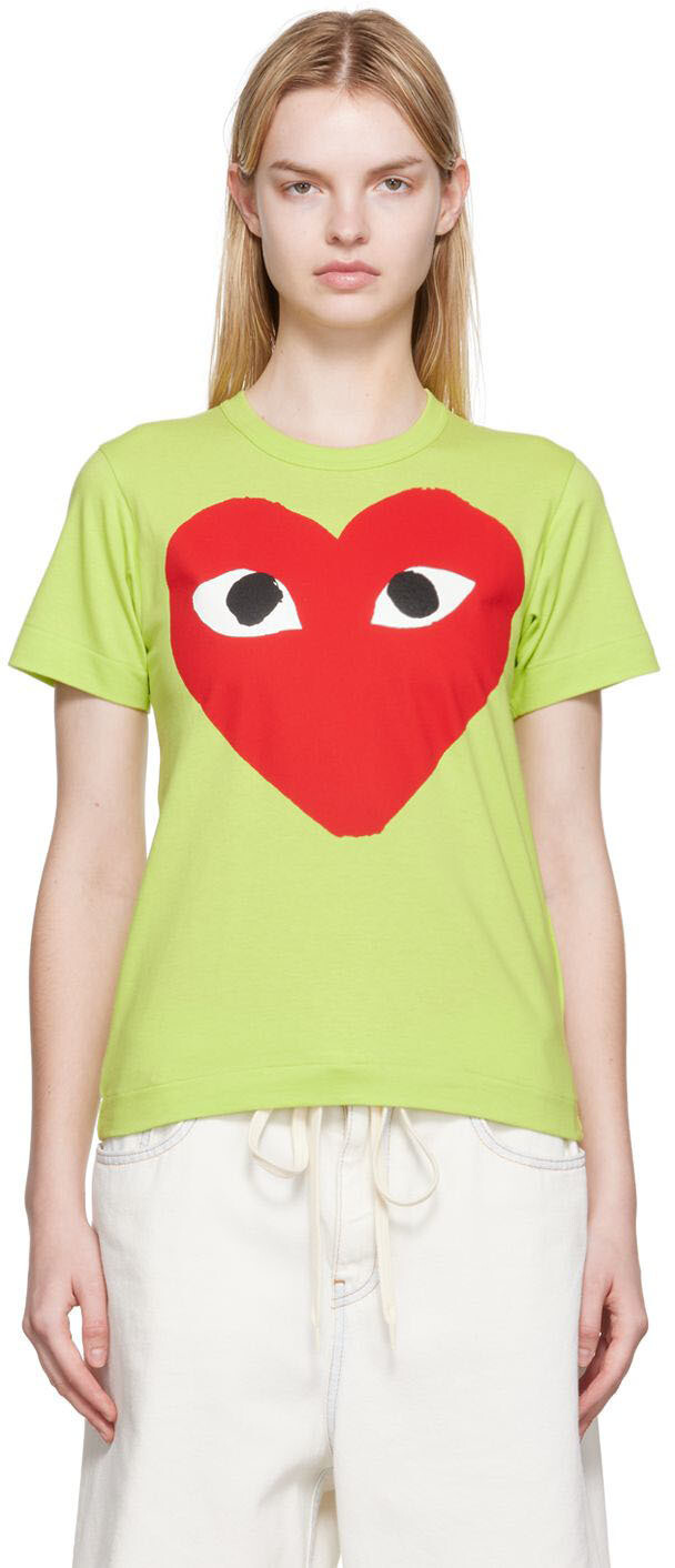 

Зеленая футболка с большим сердцем Comme des Garçons Play, Зеленый, Зеленая футболка с большим сердцем Comme des Garçons Play