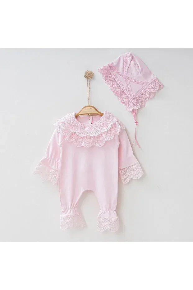 Детский комбинезон для девочек кружевной Lily hat Mert Baby, Pink — фото 3