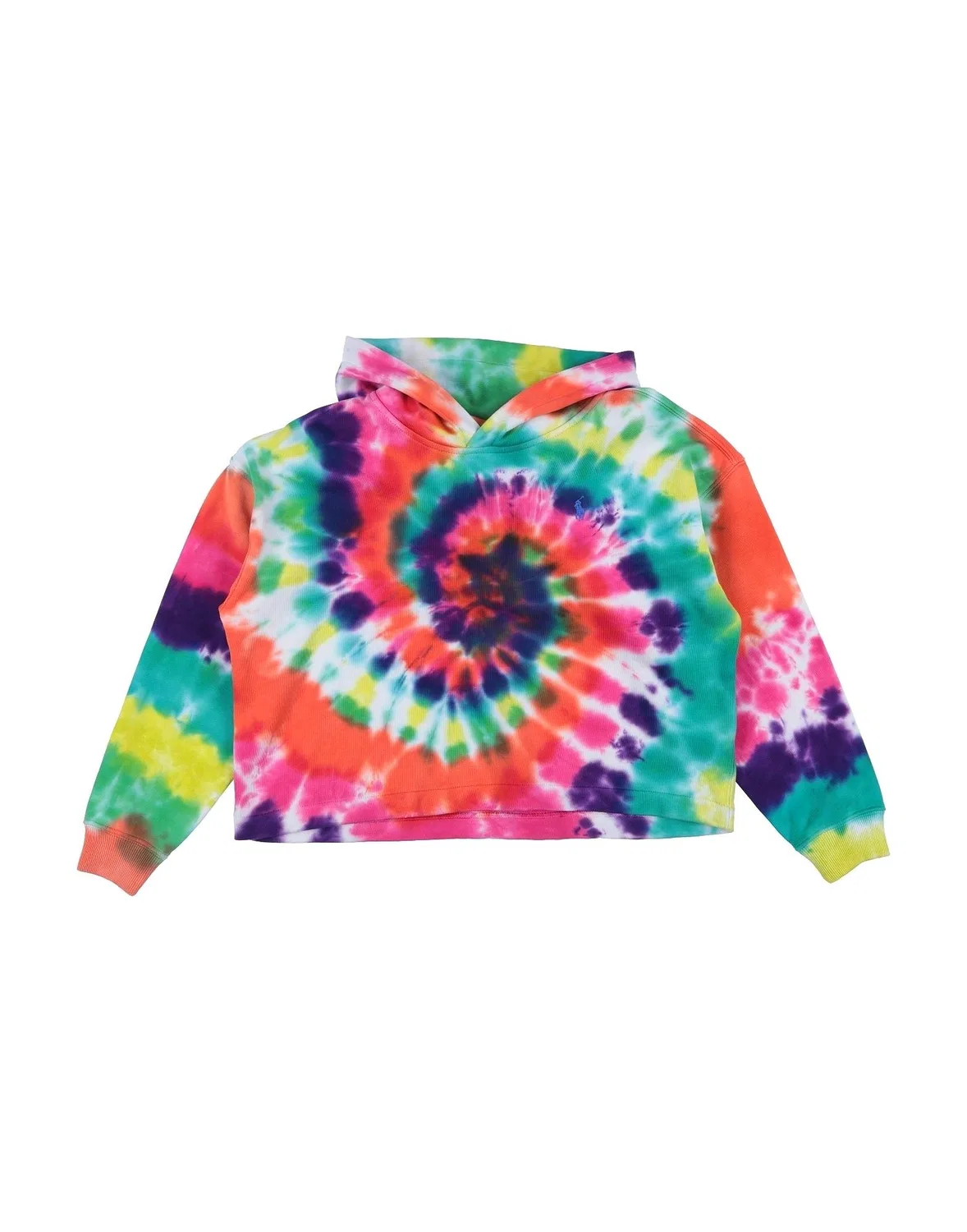 Детский худи с принтом для девочек Tie Dye Cotton Terry Hoodie Polo Ralph Lauren, оранжевый