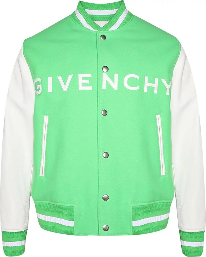 Бомбер Givenchy Varsity Leather, белый/зеленый