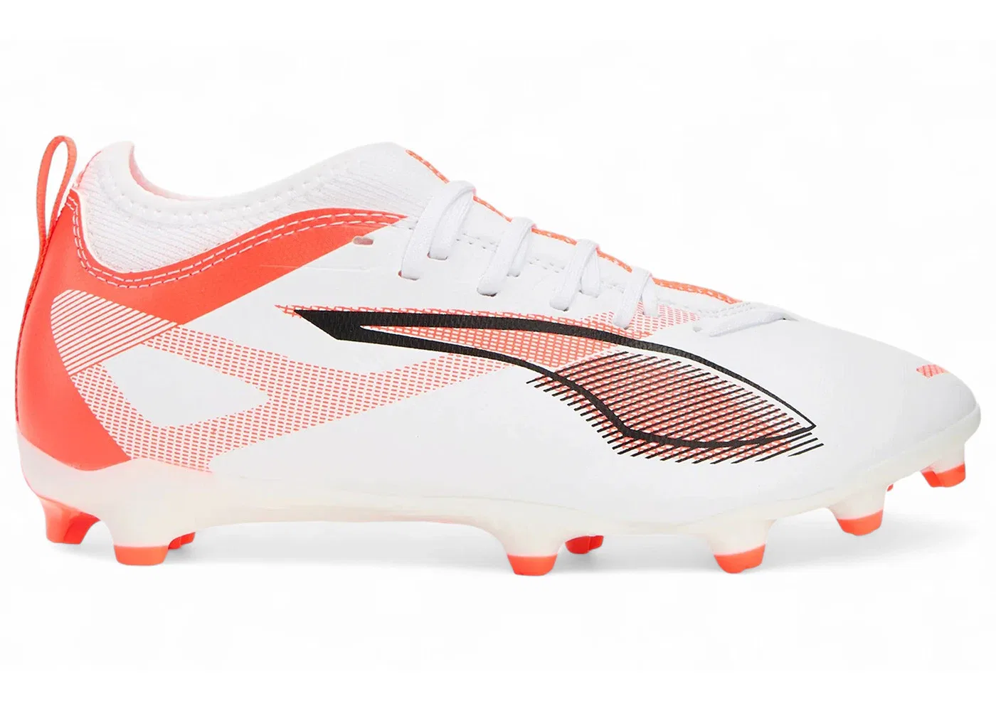 Детские бутсы для мальчиков с шипами Puma Ultra 5 Match FG/AG Jr Puma White/Puma Black/Glowing Red