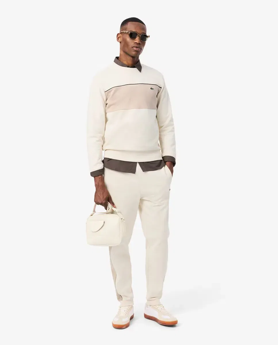 Мужская свитшот без капюшона с цветовыми блоками Beige Lacoste — фото 4