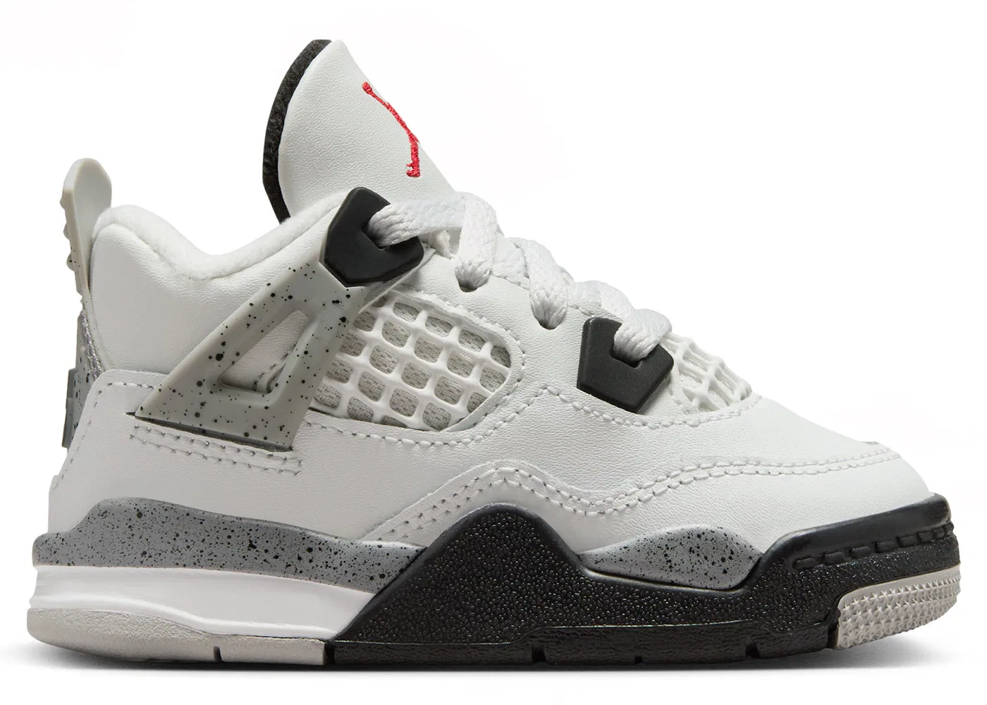 Детские кроссовки Lifestyle Jordan 4 Retro белые с красным и серым, Summit White/Fire Red-Tech Grey-Black