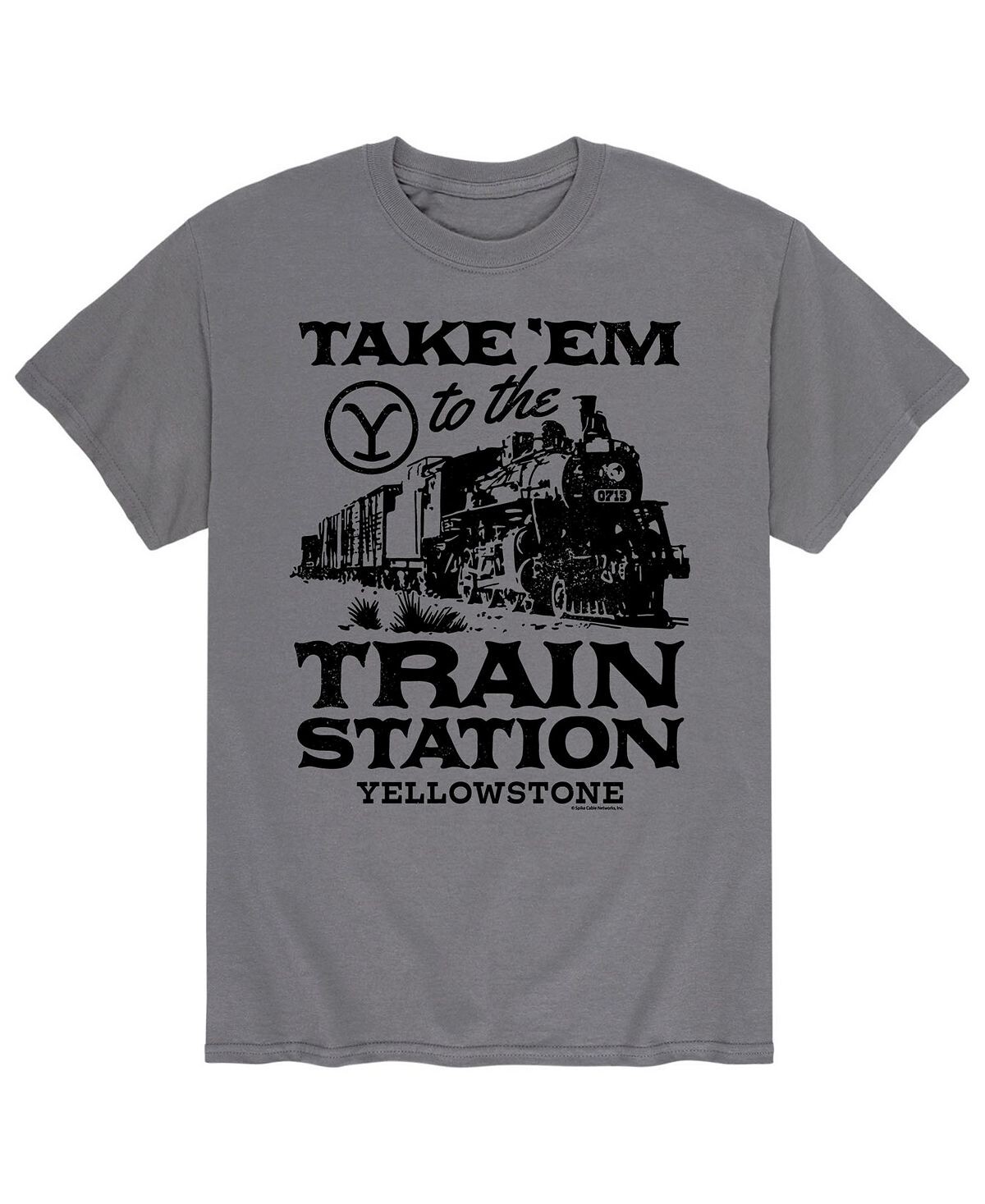 

Мужская футболка yellowstone take em to the train AIRWAVES, серый