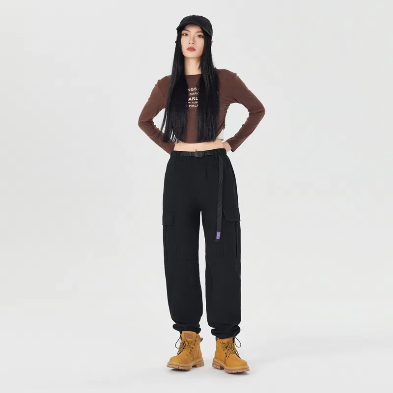 Детские свободные широкие штаны с утяжкой на талии, модель American Retro, Red bean, Цвет Army Green — фото 4