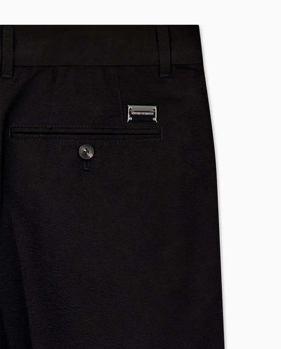 Мужские классические брюки из жатого хлопка Emporio Armani, Negro — фото 4