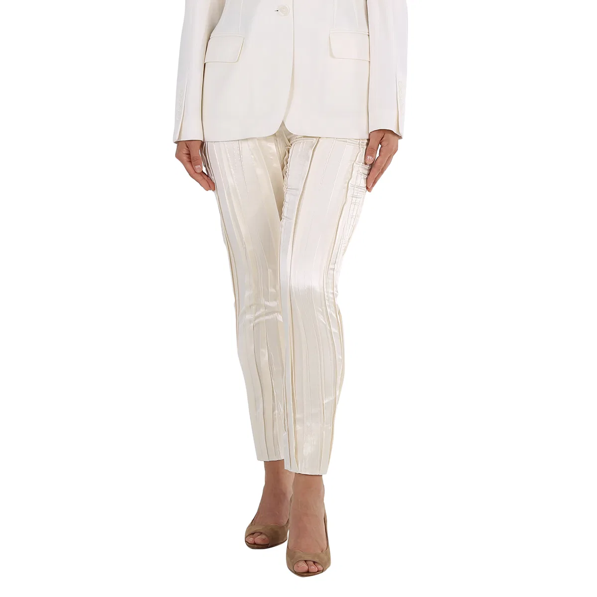 Брюки женские с эффектом крeш Saint Laurent, White