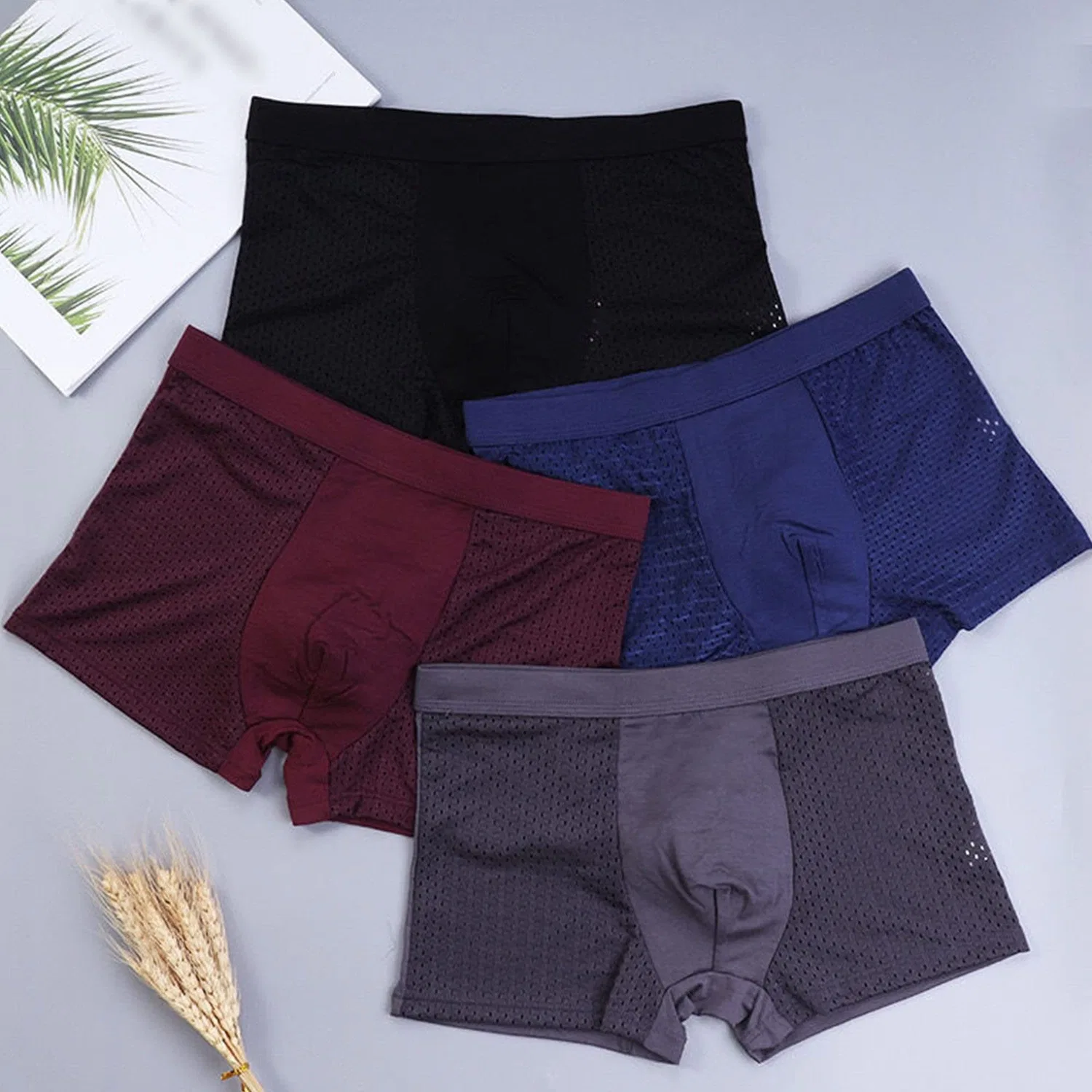 Мужские дышащие боксеры с сеткой, Red 5pcs — фото 4