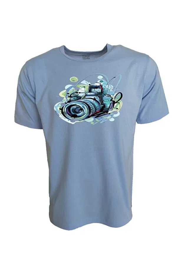Детская футболка с принтом Unisex Printed Oversize Baby Blue Color T-Shirt Raf Coll, Blue — фото 2
