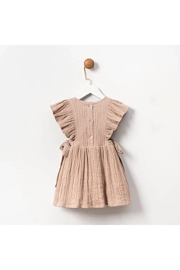 Детское платье для девочек с цветочной вышивкой Coolimino, Beige — фото 2