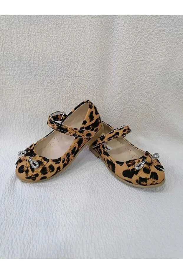 Детские балетки для девочек с принтом Özgür Kids, Brown Leopard — фото 2