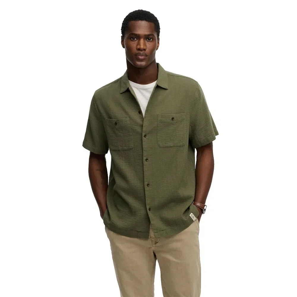 Куртка Superdry Merchant Textured short sleeve shirt, зеленый