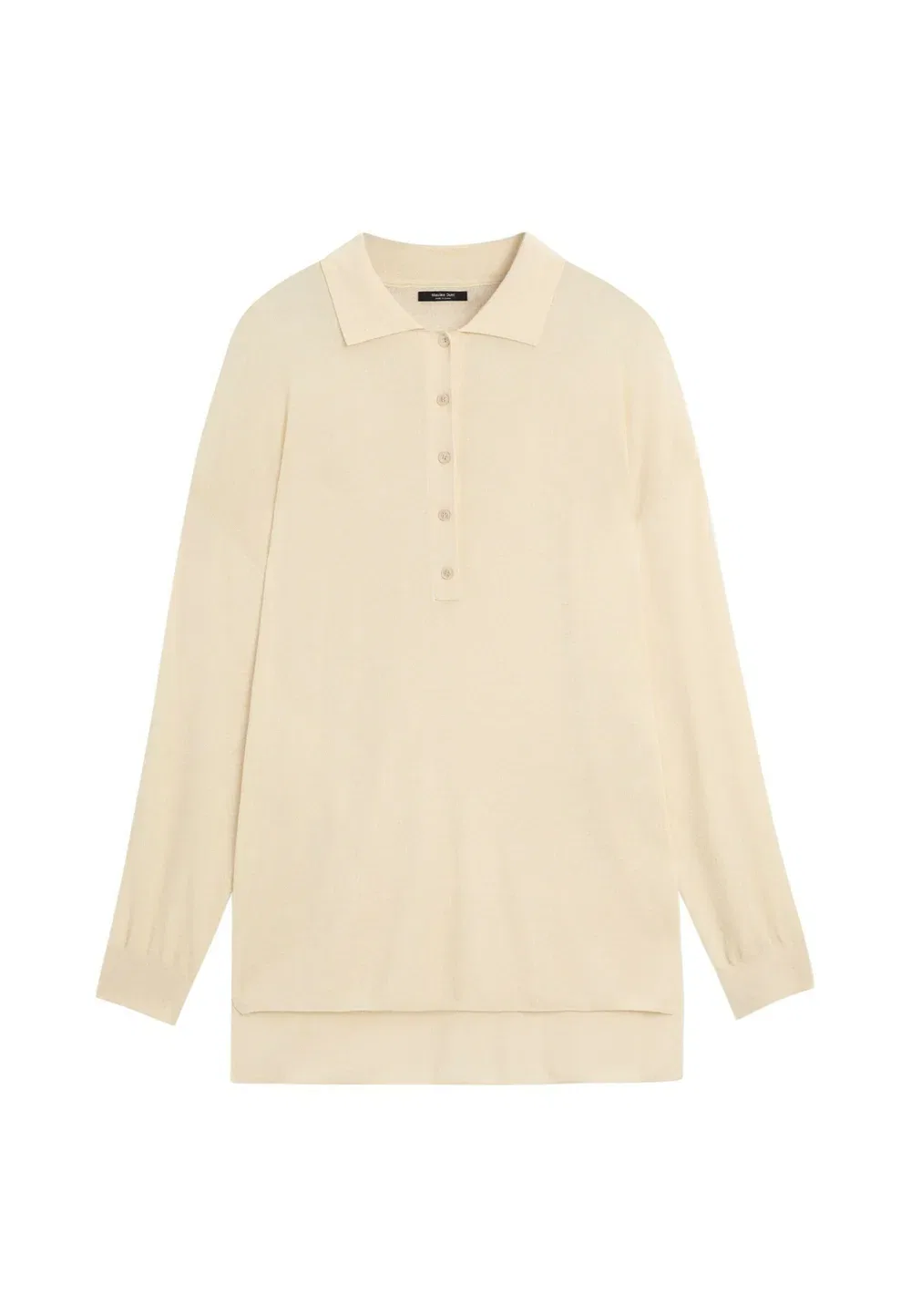Поло-Свитер из смеси хлопка и шелка - рубашка поло Massimo Dutti, Beige — фото 4