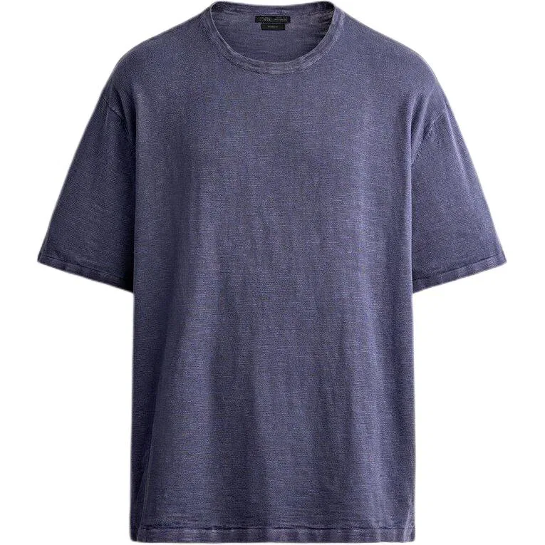 Мужская футболка с круглым вырезом, прямой крой, Blue, ZARA
