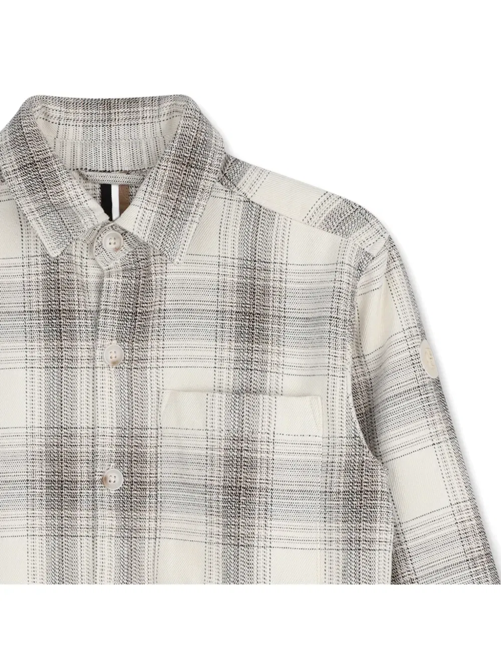 Клетчатая рубашка с карманом Boss Kidswear, бежевый — фото 3
