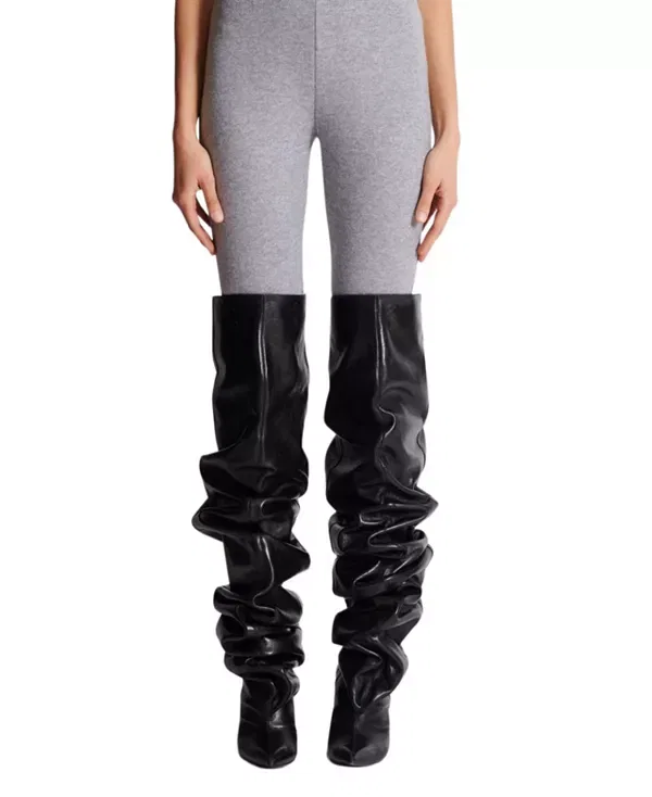 Женские леггинсы трикотажные хлопковые Balmain, серый