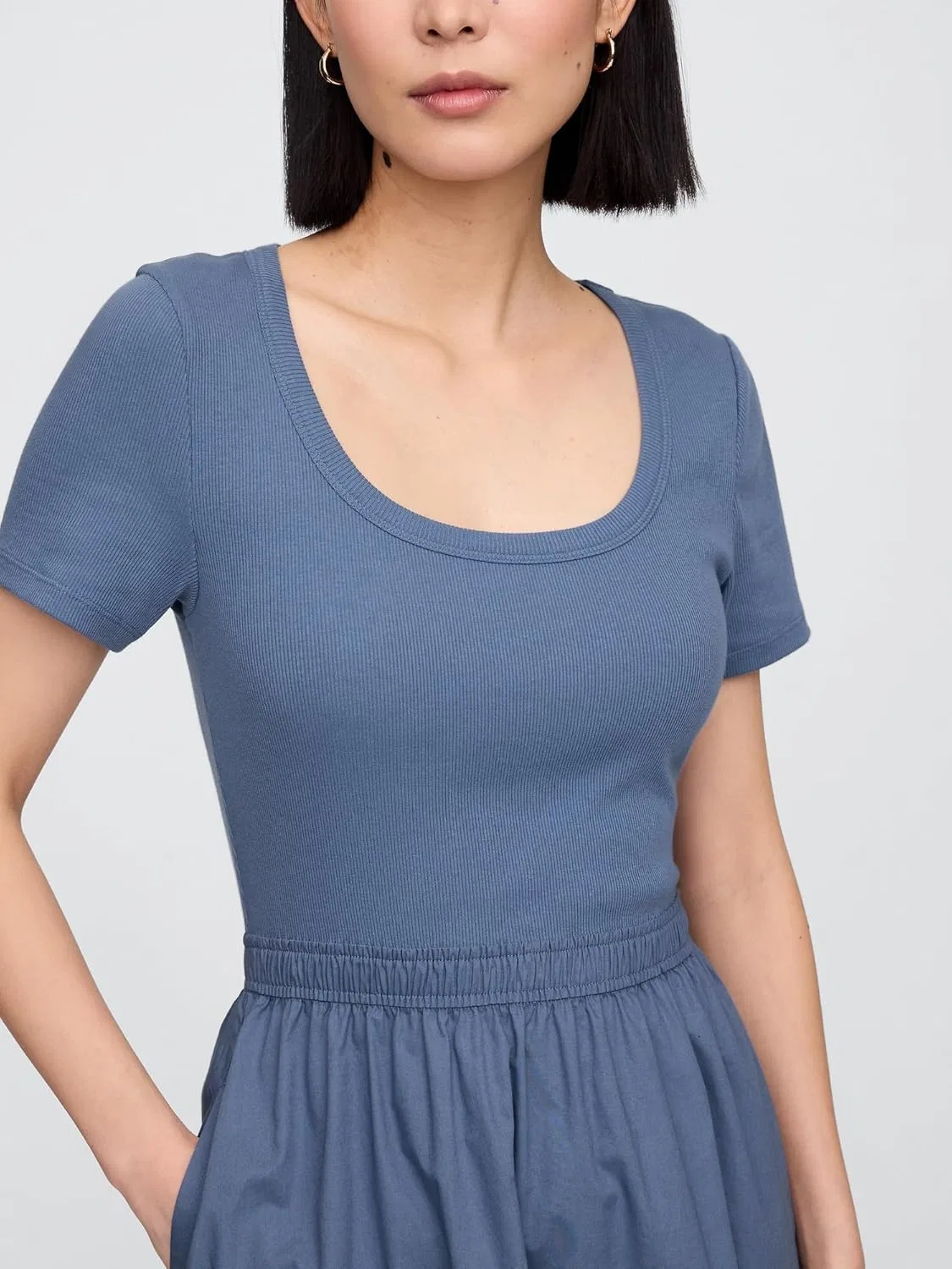 Женское платье миди с круглым вырезом GAP, Antique Pink — фото 3