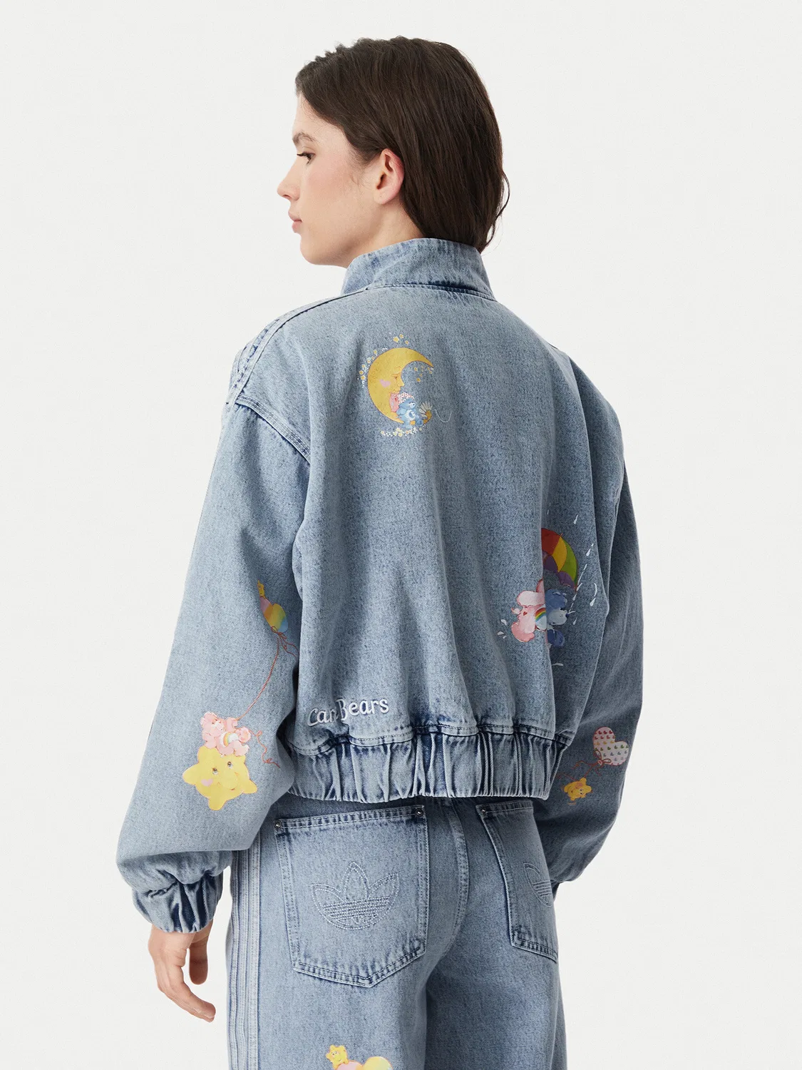 Женская джинсовая куртка стандартного кроя Care Bear Adidas, синий — фото 3
