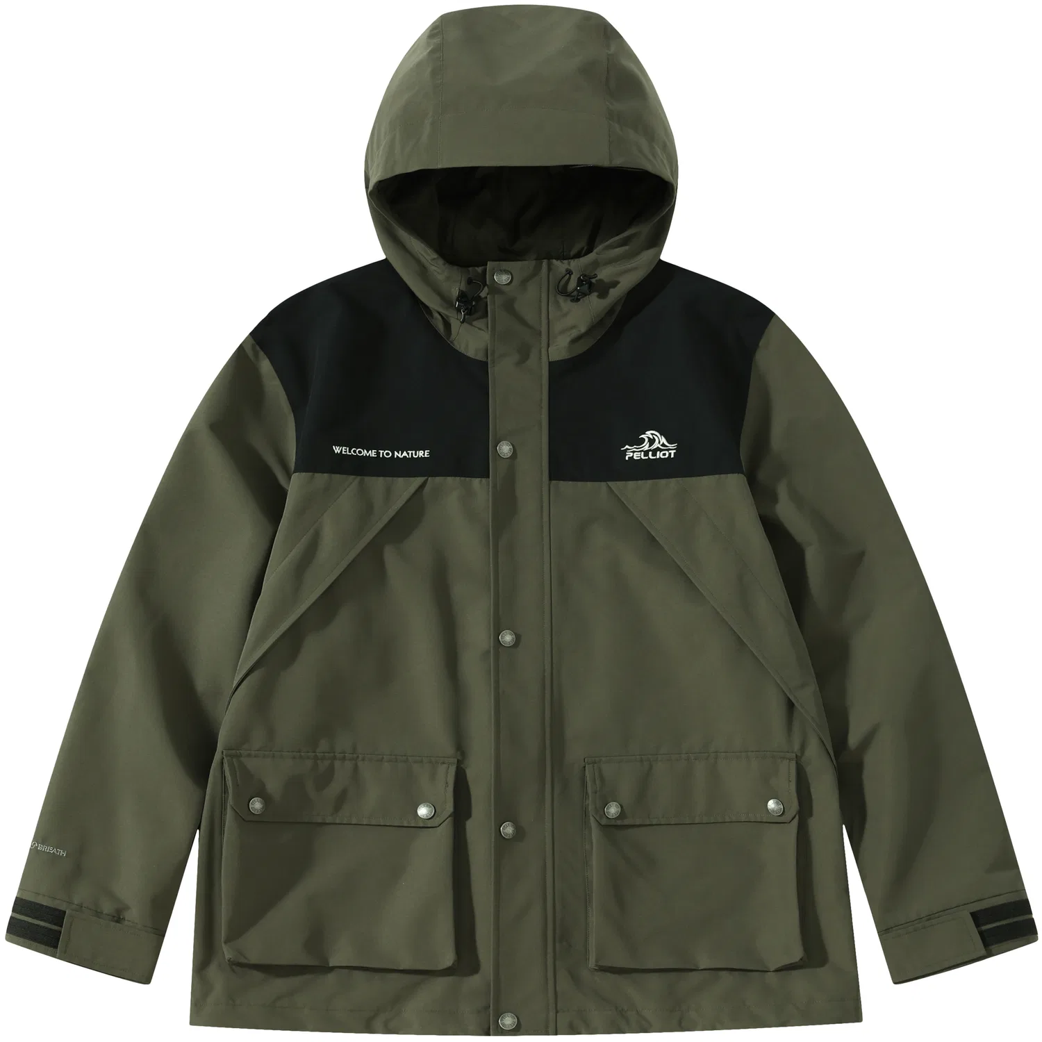 Детская ветровка PELLIOT Classic 1.0, Цвет Tsar Khaki+Obsidian Black — фото 3