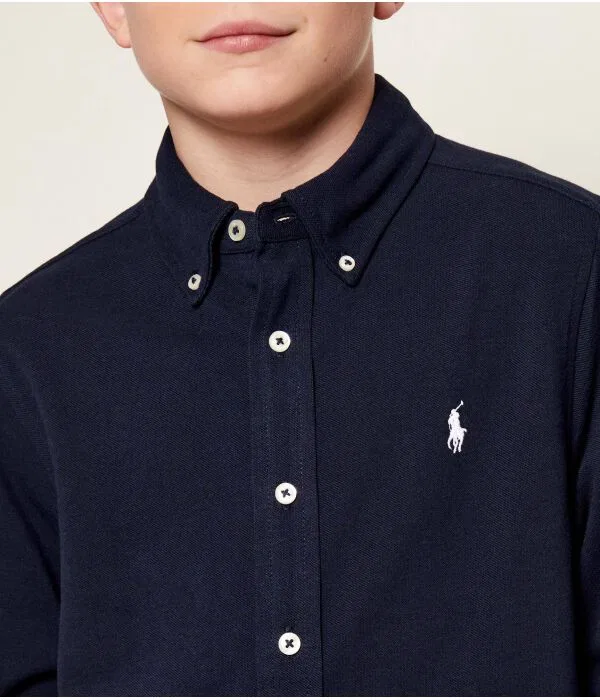 Детская рубашка с длинным рукавом Polo Ralph Lauren, Blu Marino — фото 4