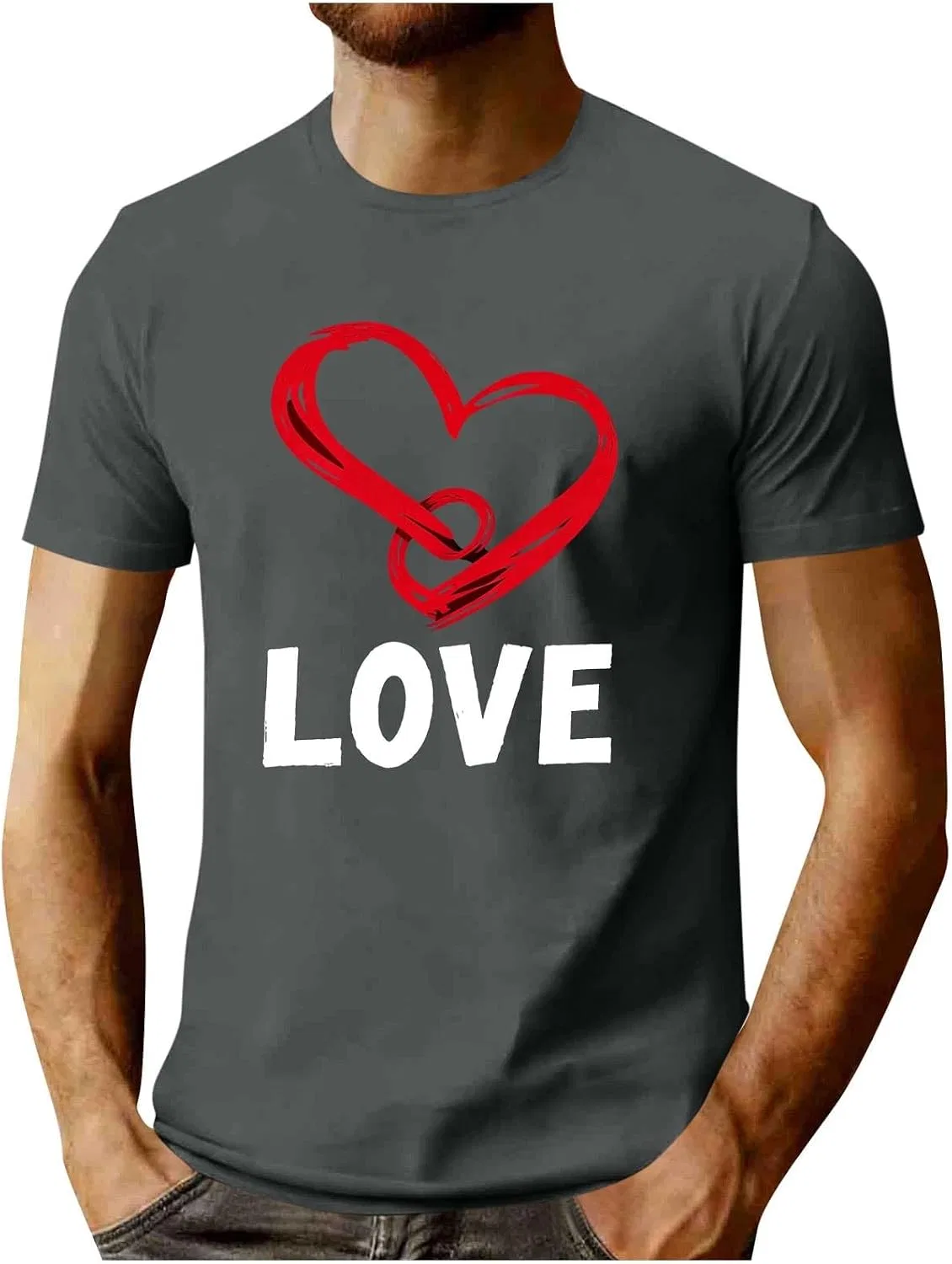 Мужская футболка с принтом Love Short Sleeve, Gray