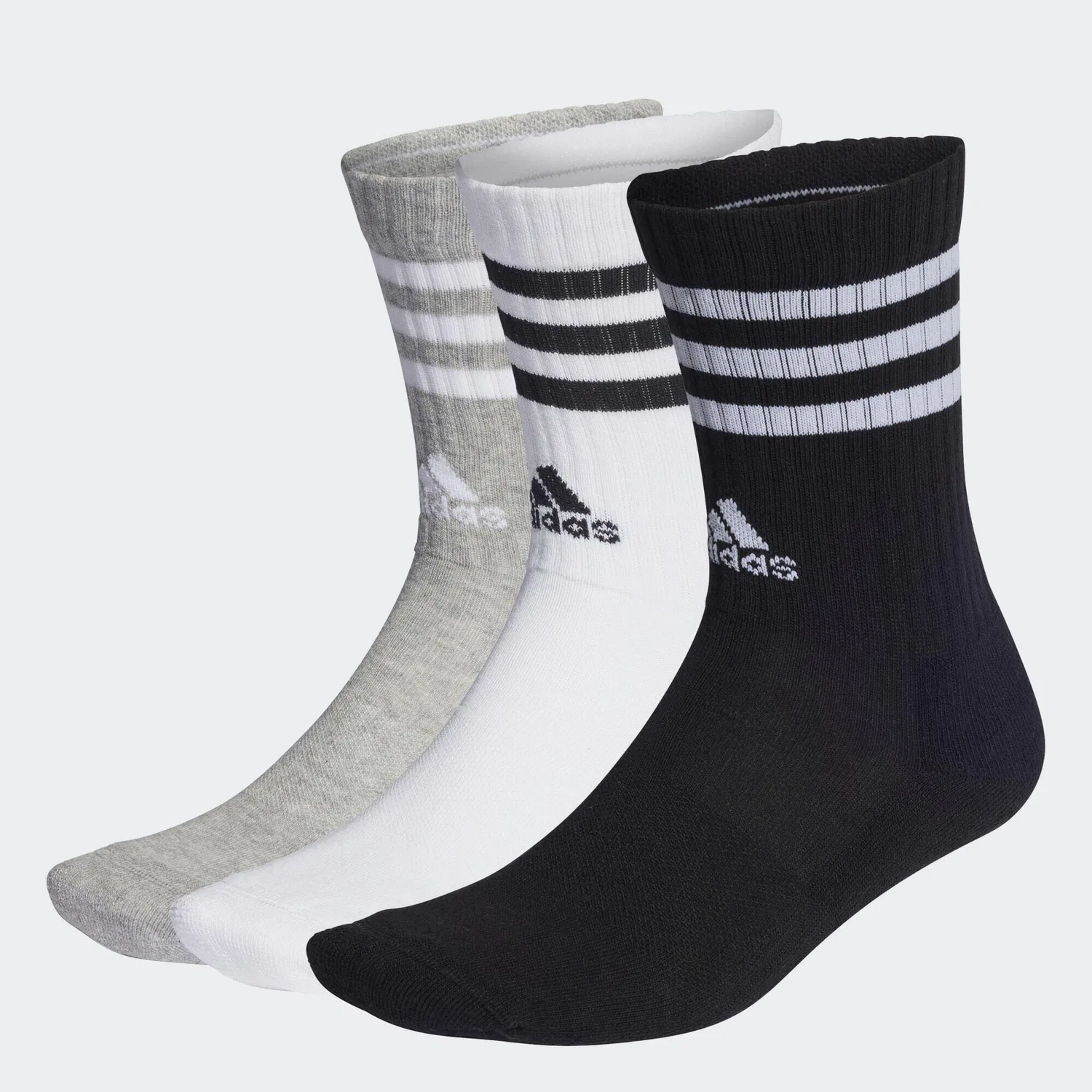 Мужские носки с компрессией 3-Streifen Cushioned Crew Adidas, Цвет Grau / Weiss / Schwarz — фото 2