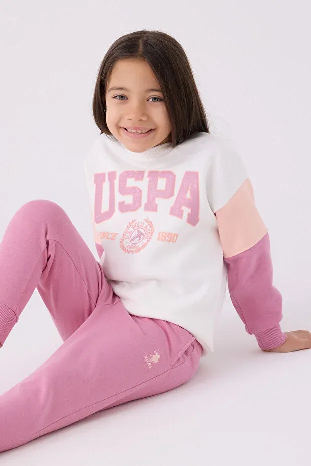 Детский спортивный комплект для девочек хлопковый U.S. Polo Assn., Nude Color — фото 4