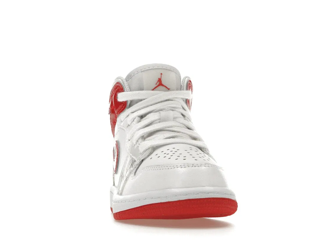 Детские кроссовки для мальчиков с принтом Jordan 1 Mid Rookie Season Jordan, White University Red — фото 2