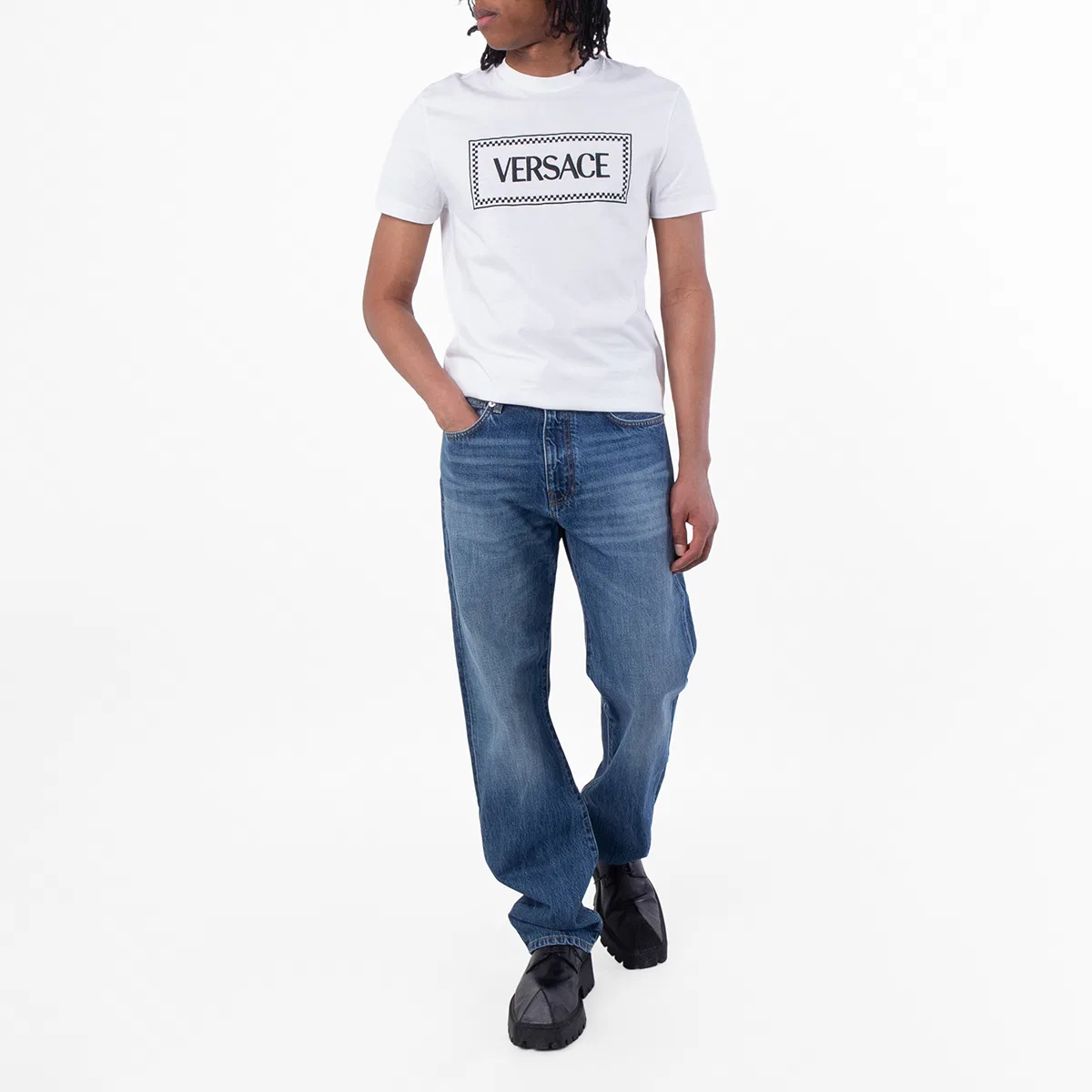 Джинсы прямого кроя Light Wash Straight Jeans Versace, Medium Blue — фото 2