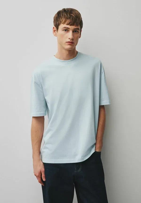 Футболка хлопковая Essential crew neck t-shirt relaxed fit, Next, Ice Blue, синий