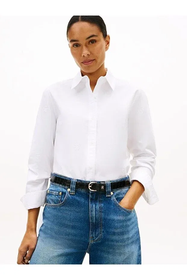 Женская рубашка свободного кроя с принтом Tommy Hilfiger, White
