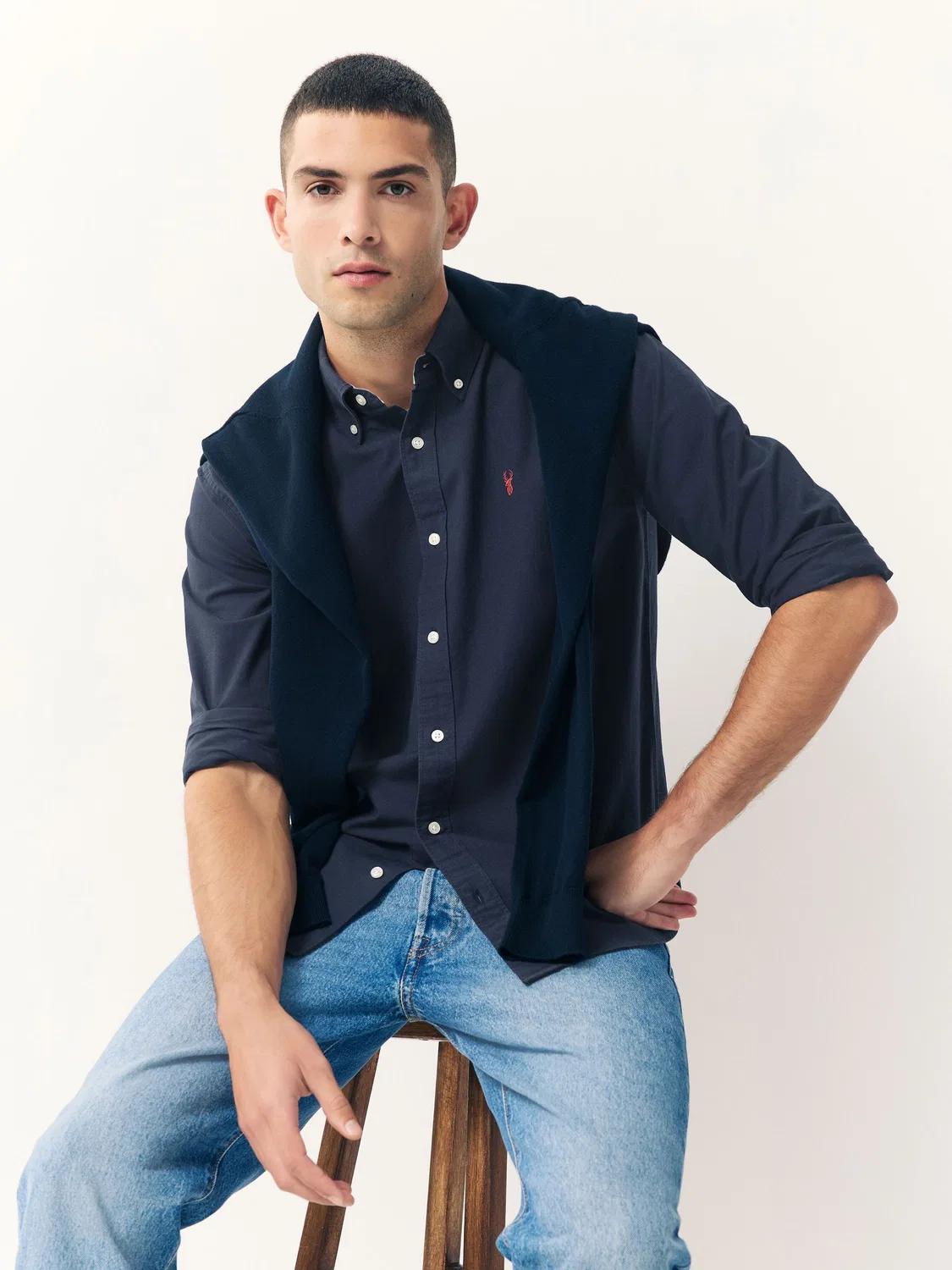 Рубашка оксфордская Slim Fit, Navy Blue Next — фото 2