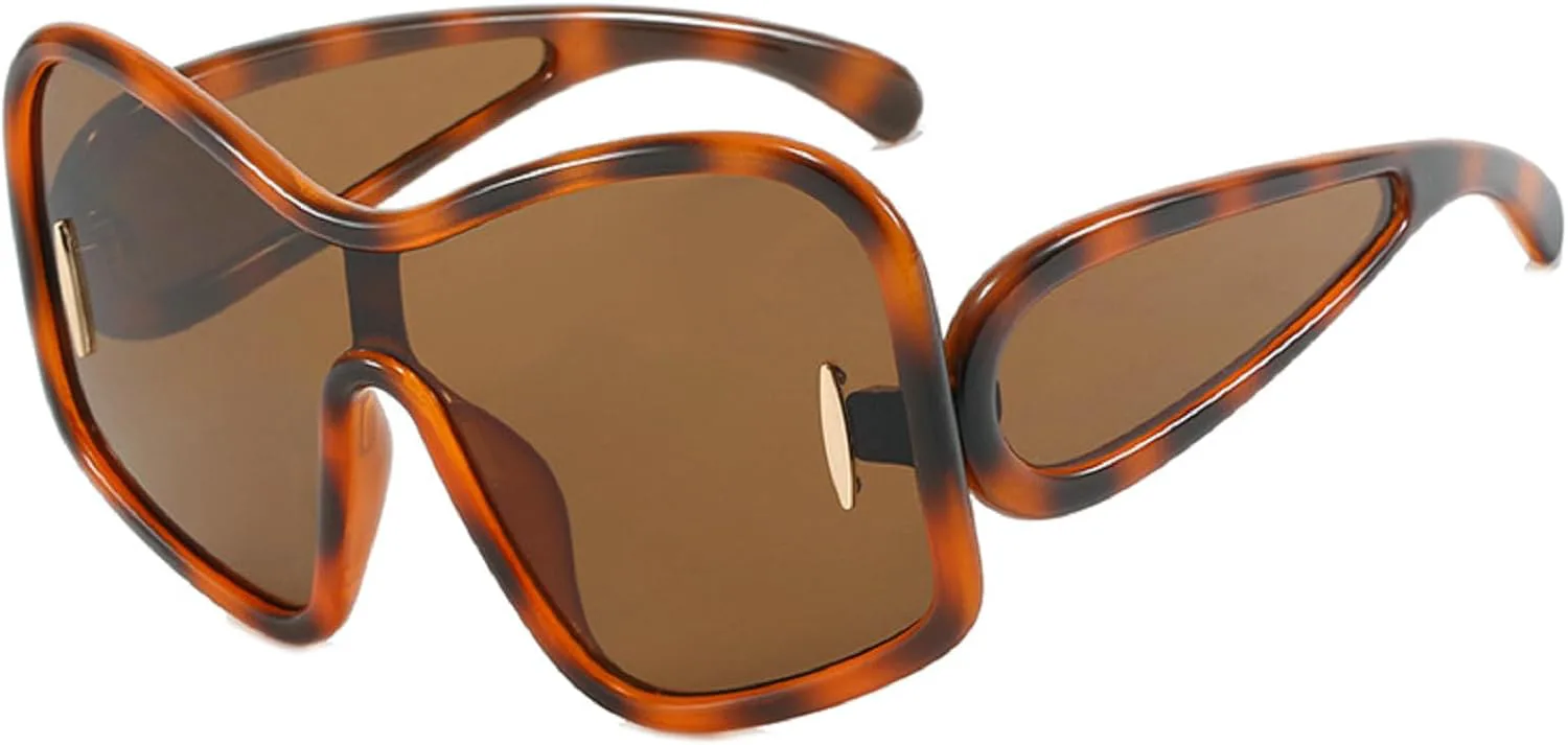 

Крупные цельные женские солнцезащитные очки, модные солнцезащитные очки для мужчин с защитой от УФ-излучения UV400, трендовые женские очки mincl, Leopard