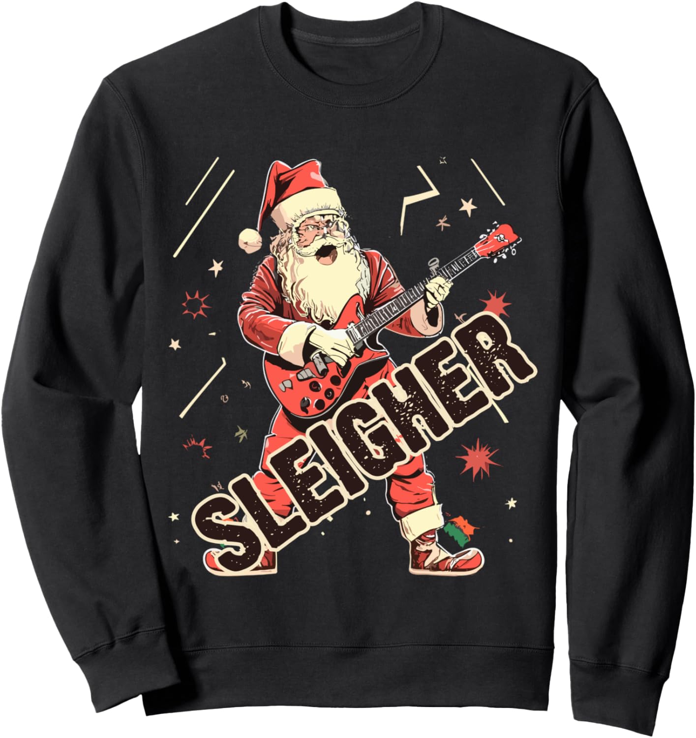 

Толстовка с изображением Санта-Клауса и гитары на рождественских санях Sleigher Christmas Gifts, черный