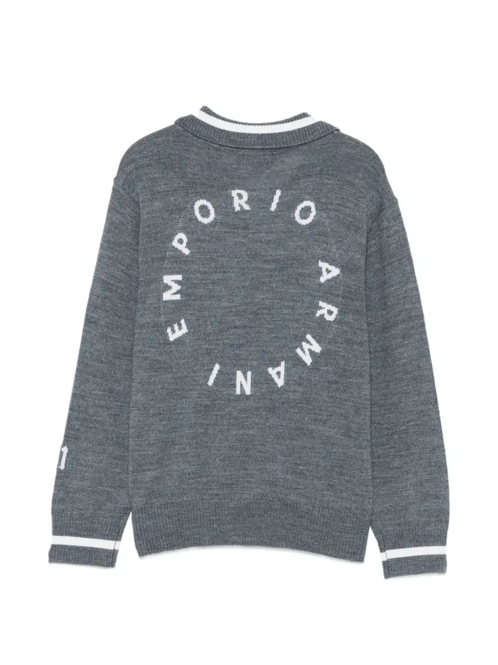 Свитер с логотипом-интарсией Emporio Armani Kids, серый — фото 2