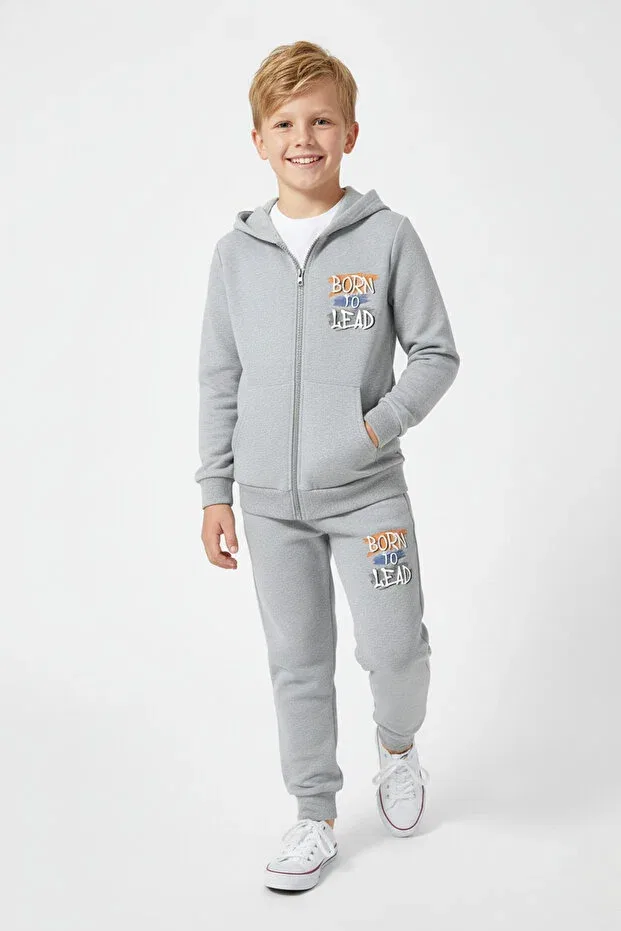 Детский для мальчиков комплект спортивного костюма Born To Lead Fyk Kids, Gray — фото 3